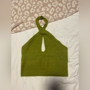 Olive Halter Crop Top